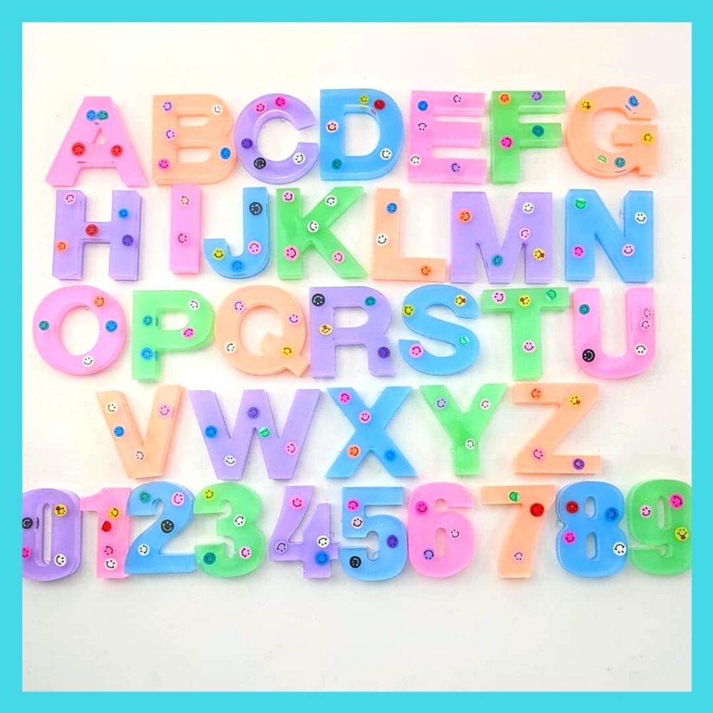 Handmade Pastel Smiley Face Alphabet & Number Set
